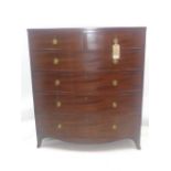 A 19th Century mahogany bow fronted chest of two short above four long drawers,