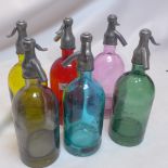 Six multi coloured soda cyphons