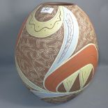 A mid 20th Century German ceramic vase with stylized design. Signed Kandarbelt and numbered 24/35.