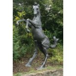 Sculpture, A Bronze Rearing Horse