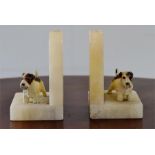 Pair of Art Deco marble terrier dog book ends circa 1935