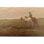 Bernard De Hoog 1866-1943 Oil on Board entitled "Paarden Menner"