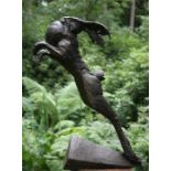Bronze sculpture, David Cooke, Born 1970, Leaping Hare Signed and Numbered 1 of 9