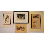 Engravings, four various 19th Century engravings, inscribed, Frank Willis, Julius Melgrave 1969