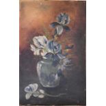 Henri Ruhi Still life oil on board, flowers and vase, signed to lower right