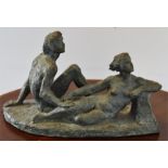 Bronze sculpture, Large Bronze resin sculpture nude study of man and woman