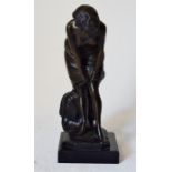 Bronze sculpture, large 20th Century Art Deco style, subject is a young woman