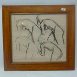 Attributed to James Stroudley, a 20th century charcoal drawing of female nudes,