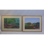 Tony Hannaford, a pair of large pastel landscape study 'Goring Heath Woodland I' and another,