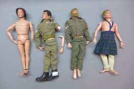 A collection of vintage action man figures,