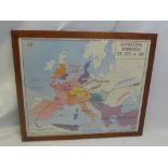 A 20th Mid-Century framed and glazed French school map 'Invasions of the Barbares,