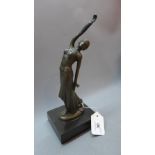 After Demetre Chiparus, study of a dancer, bronze, mounted on base. H.