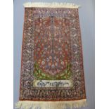 Indian part silk prayer math, tree of life design with Farsi poem, indigo border,