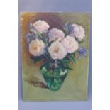 20th century still life of flowers, oil on canvas, indistinctly signed lower left,