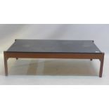 A mid 20th century teak coffee table with faux marble top.