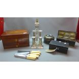 A 19th Century sewing box, a collection of various teleware boxes,