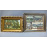 20th century Impressionist study of forest scene, oil on board, signed lower right 23x40cm,