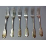 A assortment of silver forks, all London with various date letters and makers marks. Approx.