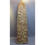 A Buttress wood roots large plaque having tribal ethnic art design 236cm in height