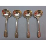 A set of 4 Georgian silver miniature ladles.