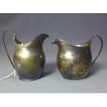 A Silver cream jug, London, 1798 H.11cm, together with another silver cream jug, London, 1811 H.