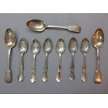 A set of 6 silver teaspoons depicting scenes of Boston, together with 3 silver tea spoons,