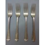 A set of 4 Old English style silver forks, London 1815 marked 'WE' over 'WF'. Approx.