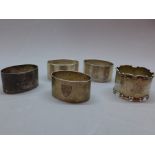 A set of 4 silver napkin rings, hall marked Birmingham 1933/4,