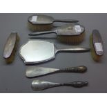 A 5 piece silver dressing table set,