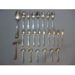 A mixed collection of silver to include Georgian tea spoons, 1789, bright cut design,