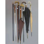 A collection of various walking canes,