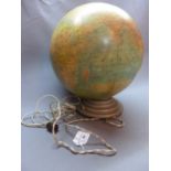 A 1920's glass globe lamp