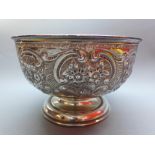 A silver footed bowl with floral decoration, Birmingham 1908/9, maker Williams.