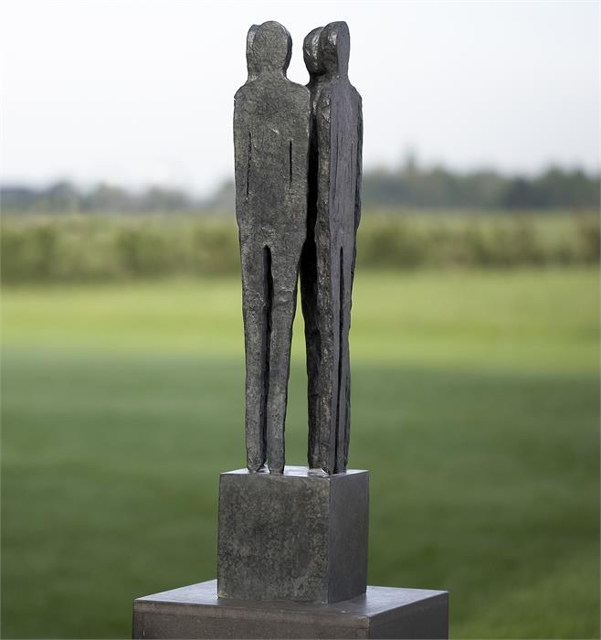 Sculpture, Ann Vrielinck, Born 1966 Belgium, Whispering, Bronze, Signed