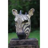 Sculpture, Zebra Head, Stoneware, Signed and Dated to the base