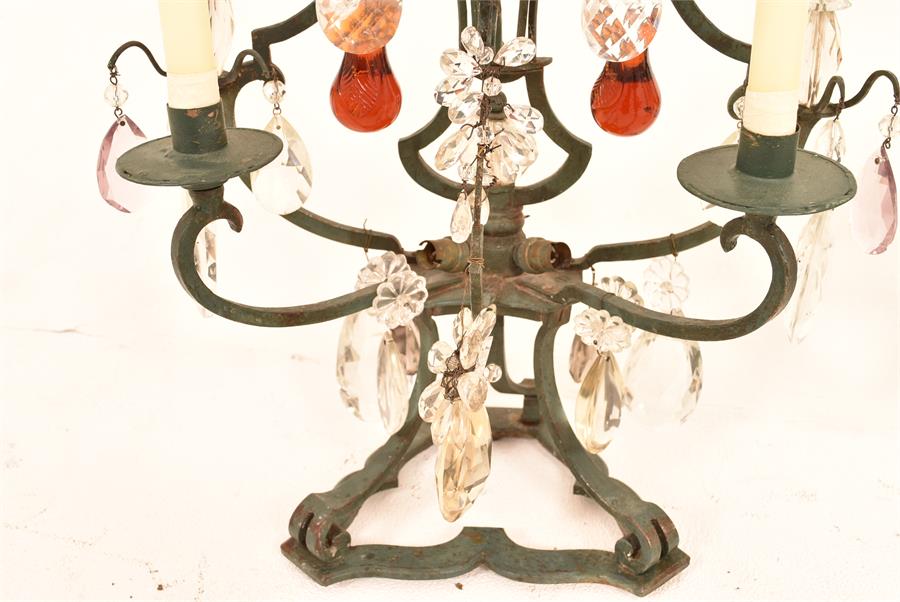 Lighting, a pair of French iron Girandoles circa 1900-20, chandellier style - Image 3 of 5