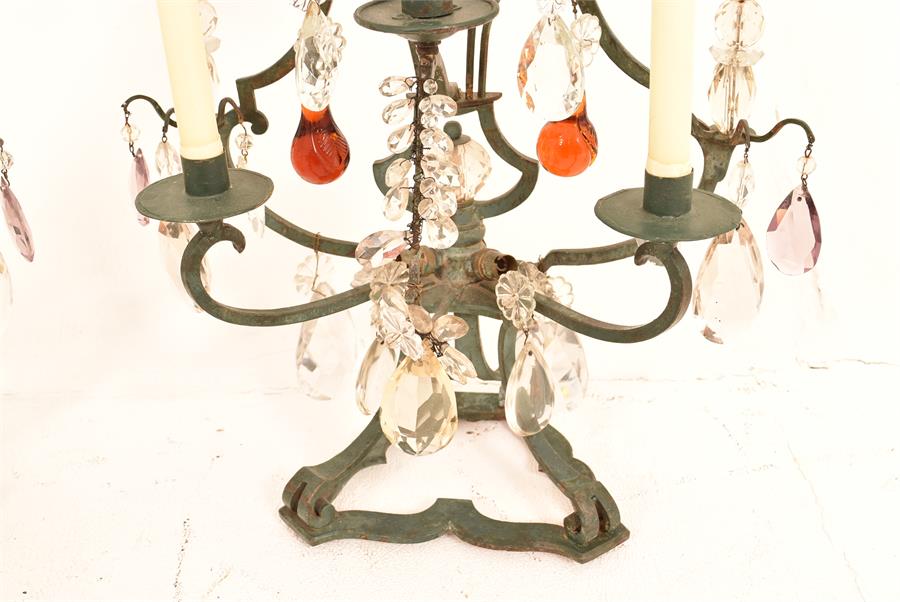 Lighting, a pair of French iron Girandoles circa 1900-20, chandellier style - Image 4 of 5