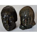 A decorative pair of 20th Century pottery heads