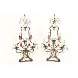 Lighting, a pair of French iron Girandoles circa 1900-20, chandellier style