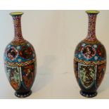 Ceramic & Glass, A pair of late 19th Century Cloisonne vases