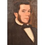 Oil on canvas portrait of a 19th Century gentleman, unsigned, mounted in a carved gilt frame