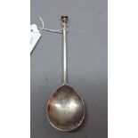 Silver serving spoons 18th century, rubbed hallmarks, seal-top handle,