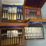 Four cased set of silver plated cutlery