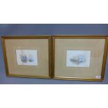 After J.M.W. Turner (1775 - 1851), a pair of maritime prints. W.20cm H.