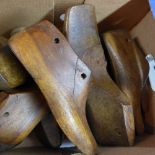 A collection of shoe makers/cobblers wooden shoe lasts.