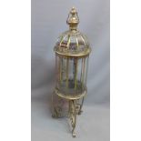 A large gilt metal storm lantern on stand