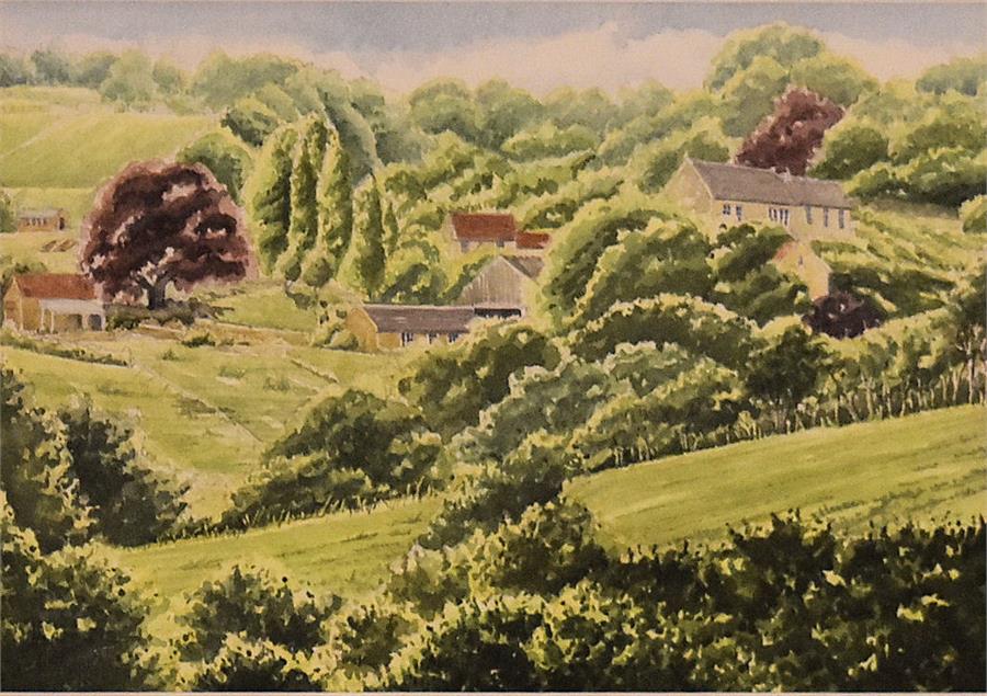 Original Watercolour Mounted and Framed - View of Turleigh from Kennet & Avon Towpath