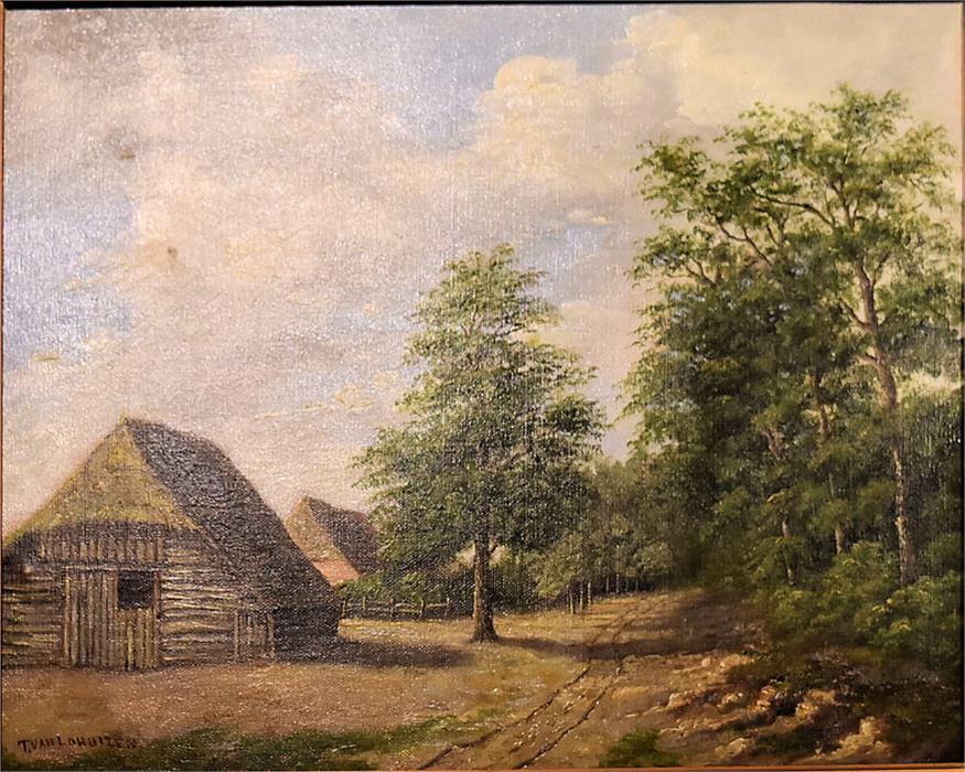 T. Van Lohuizen, an oil on canvas depicting a farm yard scene