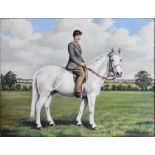 Gilt Framed Oil on Canvas, Lady on Horse