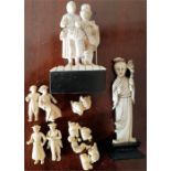 A collection of late C19th/early 20th ivory figures